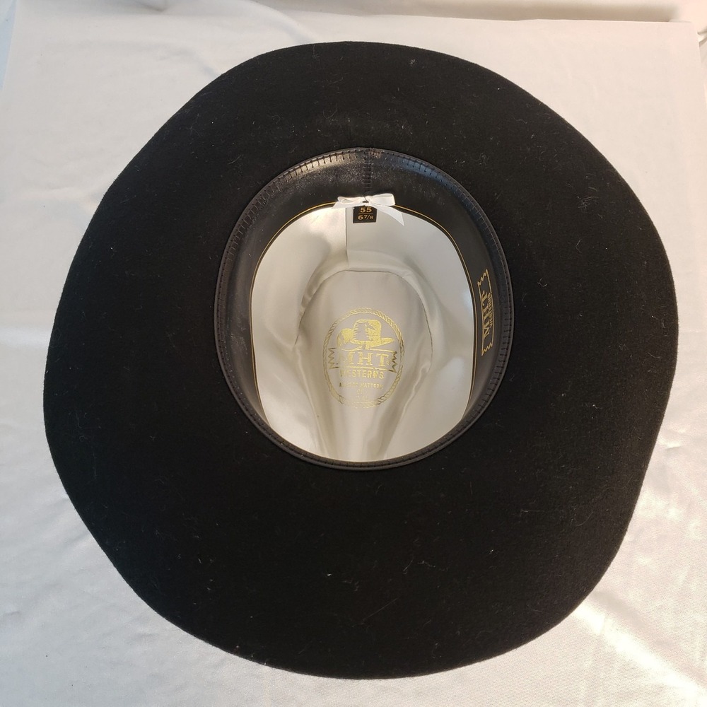 MHT Master Hatters Of Texas Western Cowboy Hat Black 3X Beaver Blend Size 6 7/8 - Picture 6 of 10